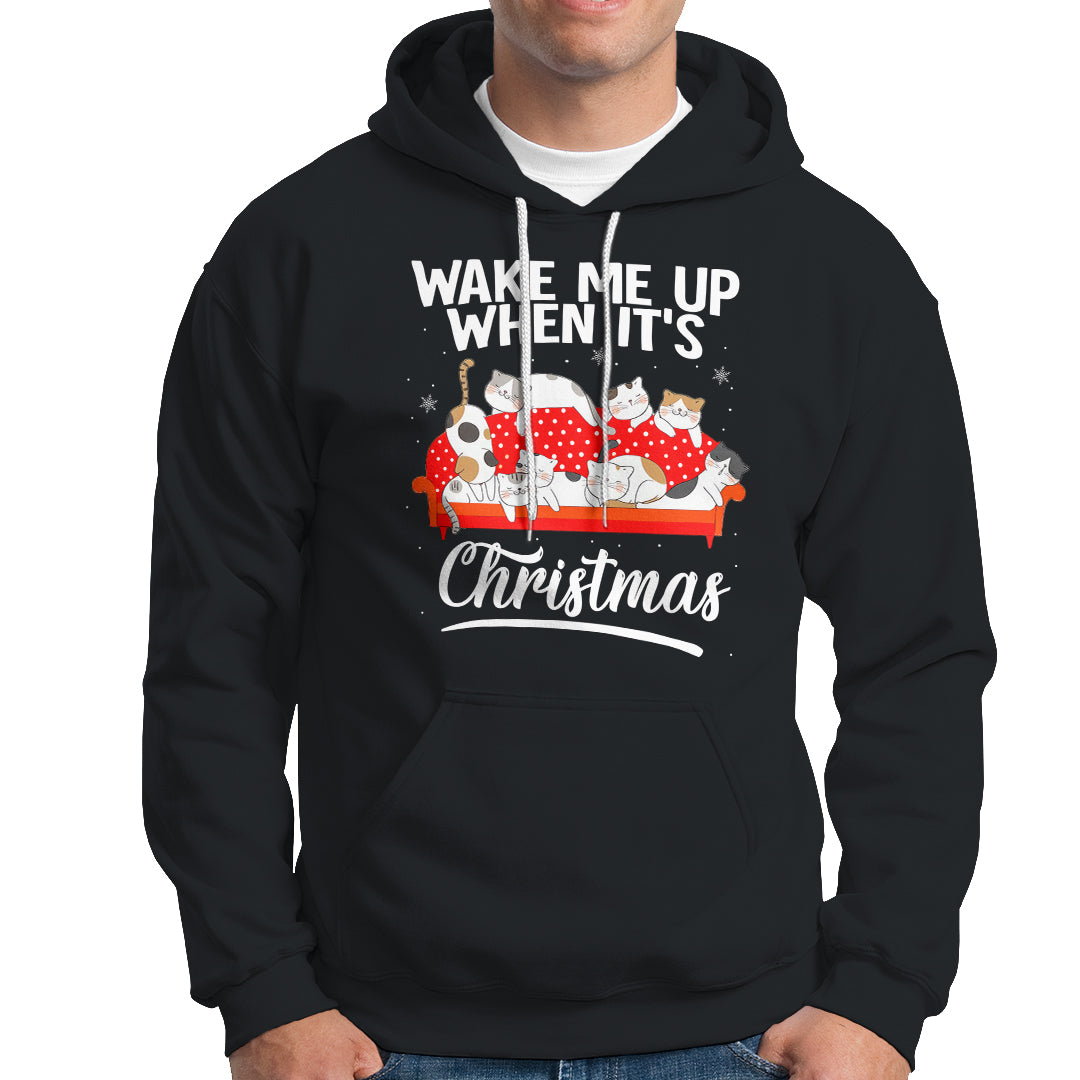 Cute Cat Wake Me Up When It's Christmas Chillin' Hoodie - Wonder Print Shop