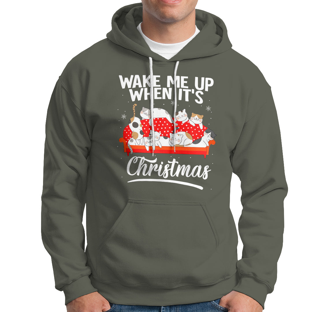 Cute Cat Wake Me Up When It's Christmas Chillin' Hoodie - Wonder Print Shop