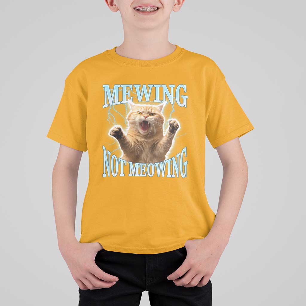 Funny Meme Cat Mewing Not Meowing T Shirt For Kid