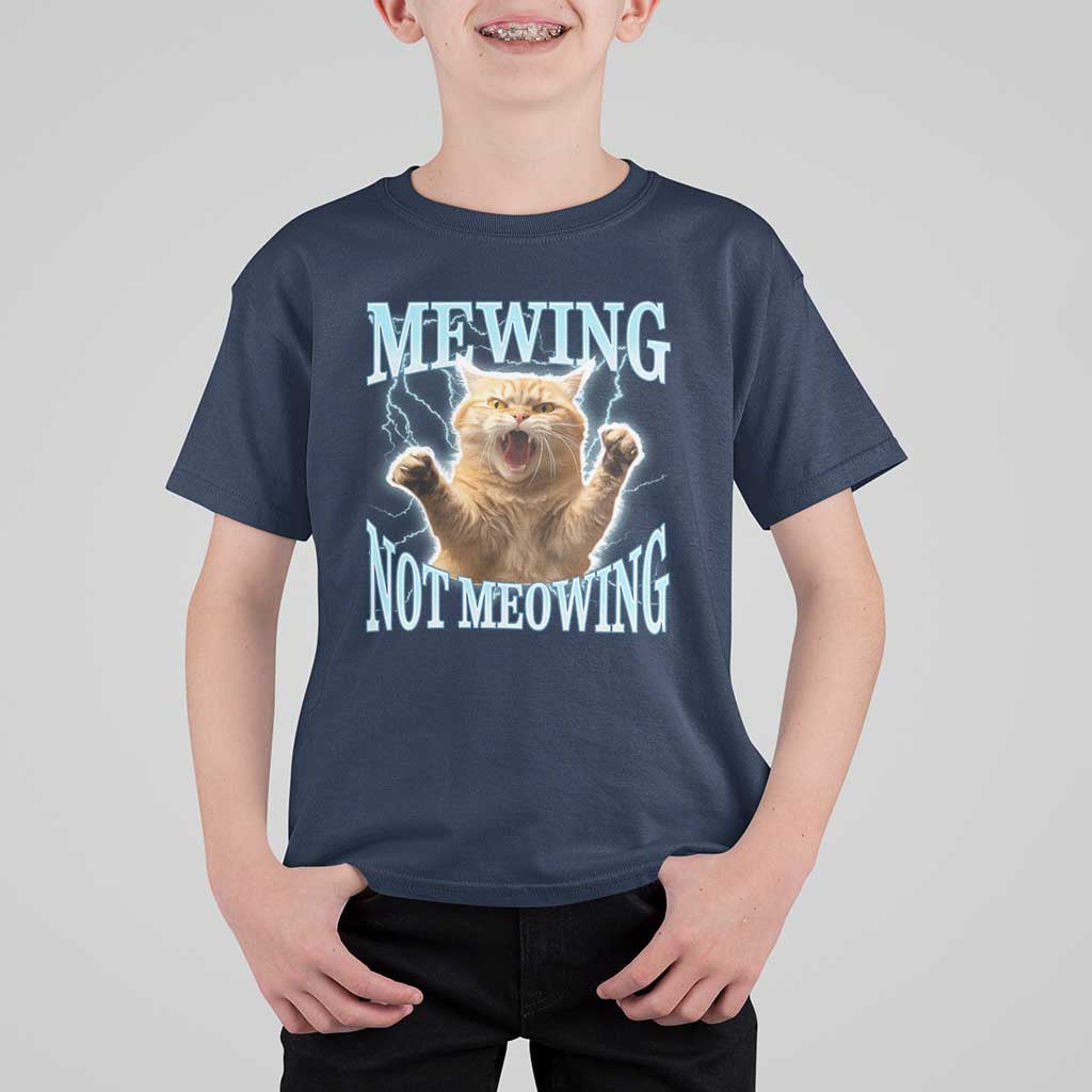 Funny Meme Cat Mewing Not Meowing T Shirt For Kid