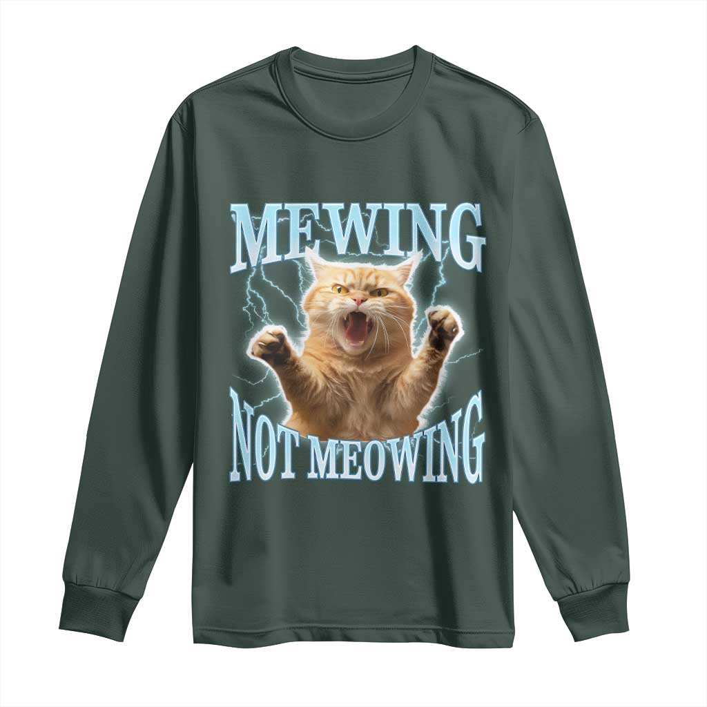 Funny Meme Cat Mewing Not Meowing Long Sleeve Shirt