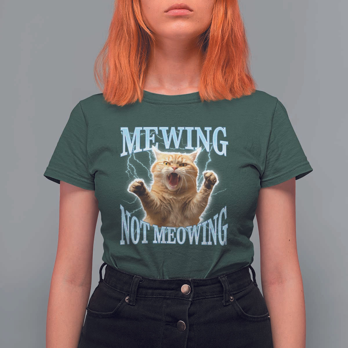 Funny Meme Cat Mewing Not Meowing T Shirt For Women