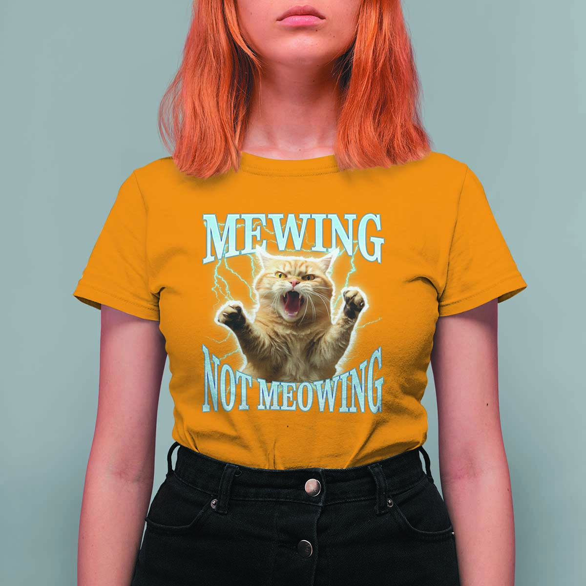 Funny Meme Cat Mewing Not Meowing T Shirt For Women
