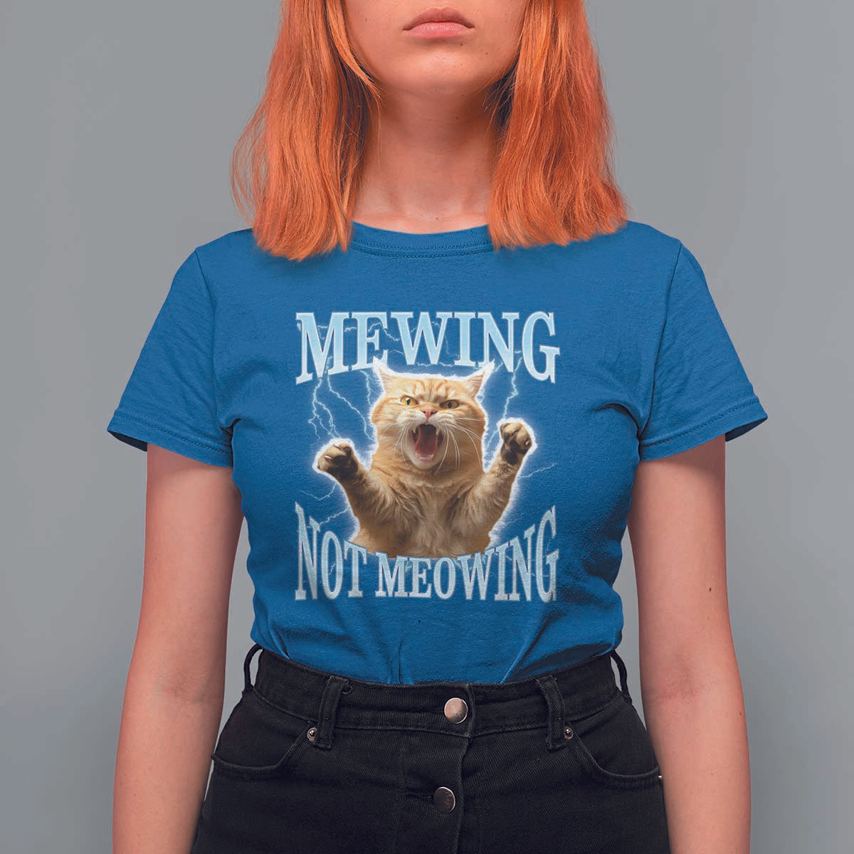 Funny Meme Cat Mewing Not Meowing T Shirt For Women