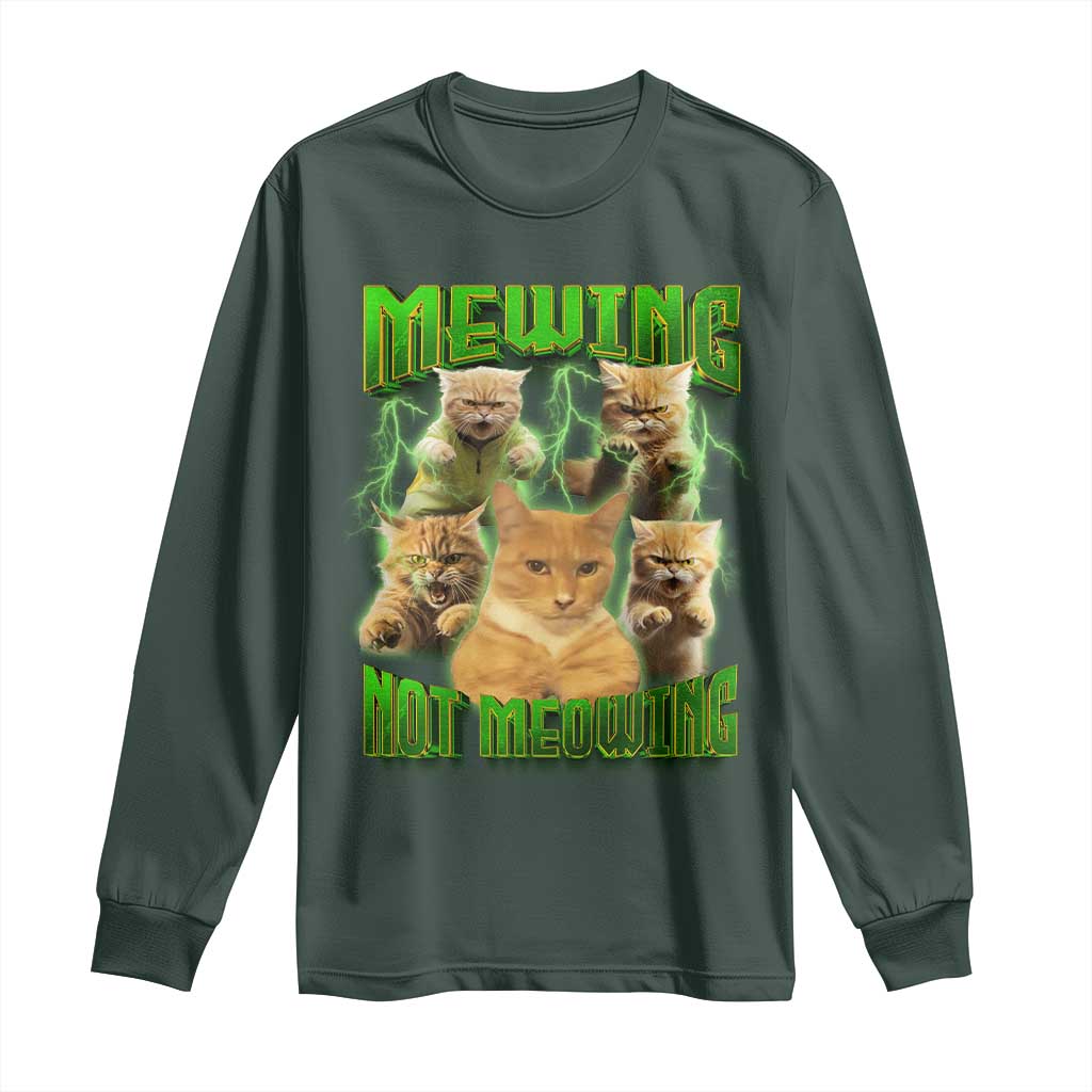 Funny Cat Meme Mewing Not Meowing Long Sleeve Shirt