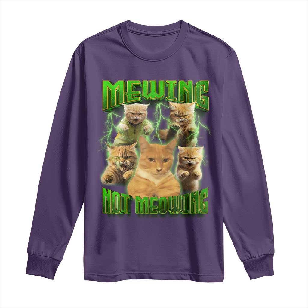 Funny Cat Meme Mewing Not Meowing Long Sleeve Shirt