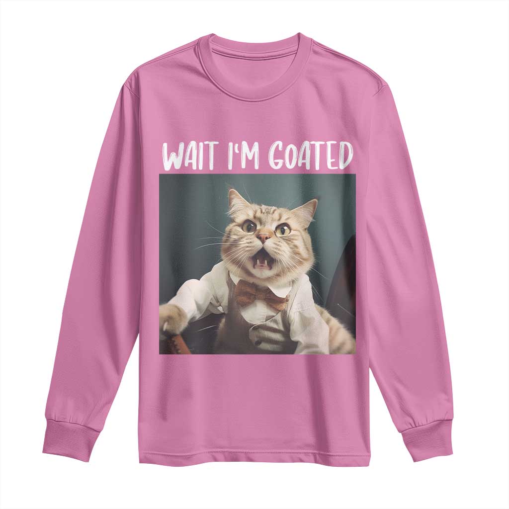 Funny Meme Cat Long Sleeve Shirt Wait I'm Goat