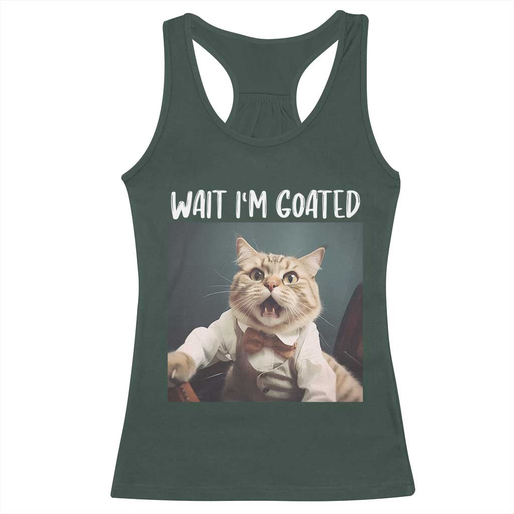 Funny Meme Cat Racerback Tank Top Wait I'm Goat