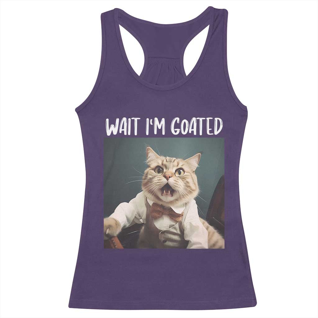 Funny Meme Cat Racerback Tank Top Wait I'm Goat