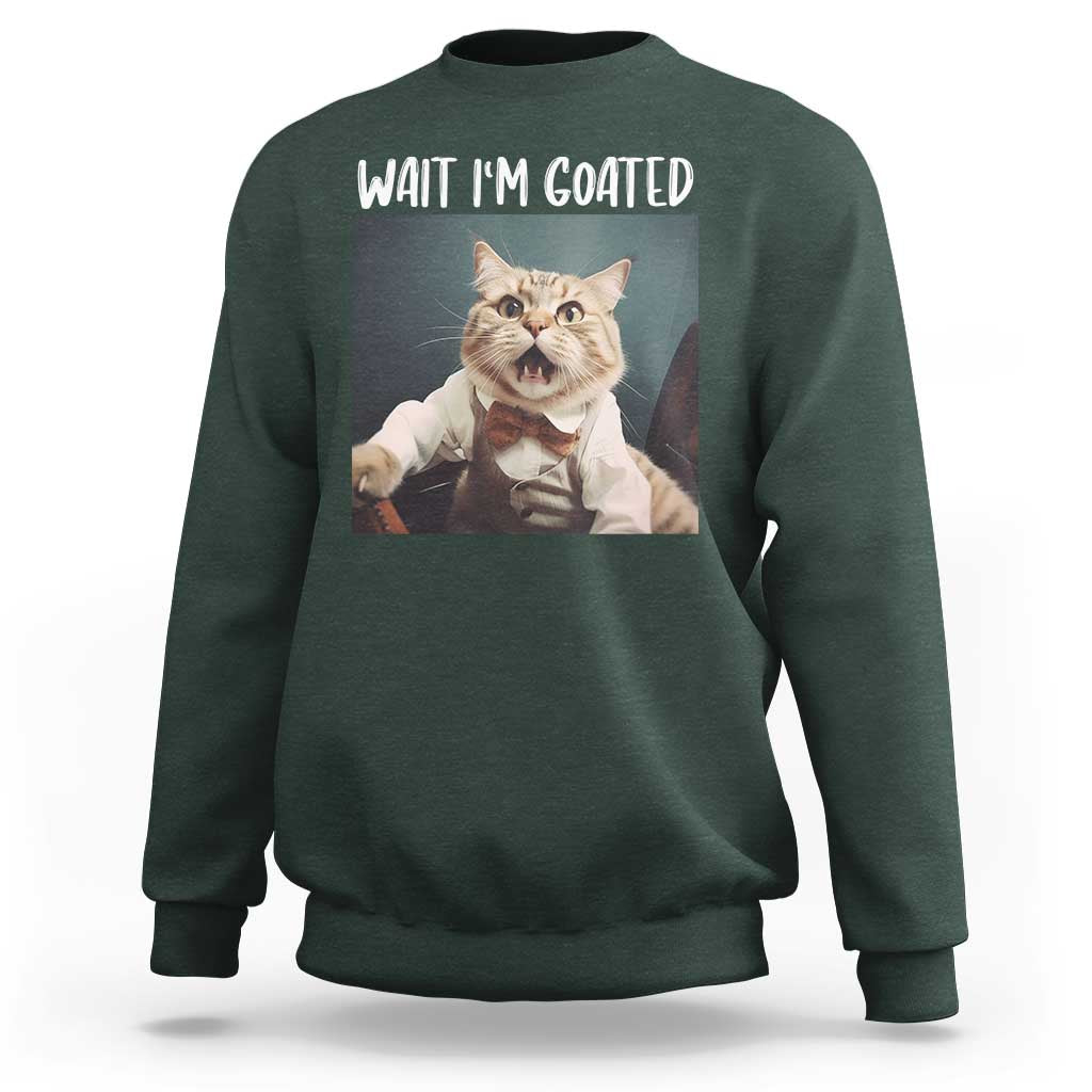 Funny Meme Cat Sweatshirt Wait I'm Goat - Wonder Print Shop