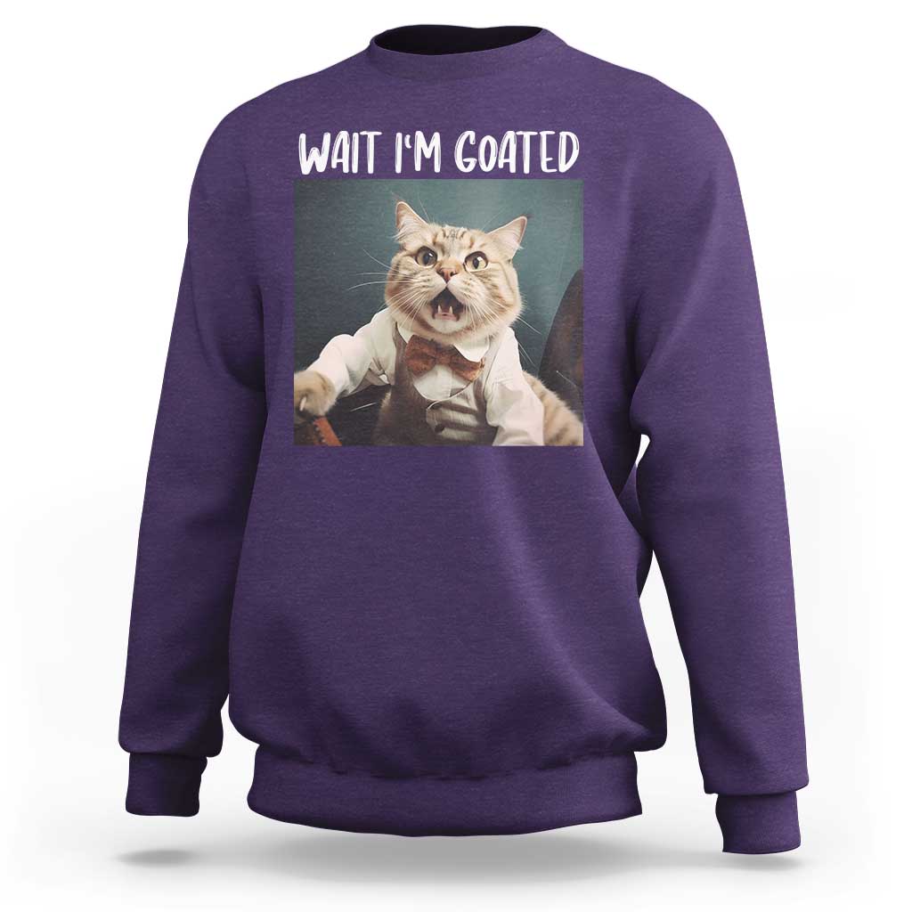 Funny Meme Cat Sweatshirt Wait I'm Goat - Wonder Print Shop