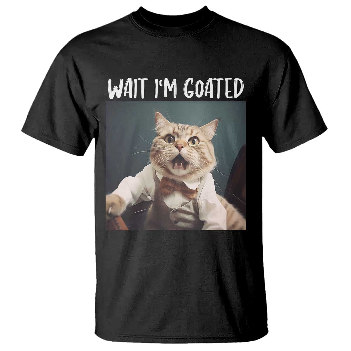 Funny Meme Cat T Shirt Wait I'm Goat - Wonder Print Shop