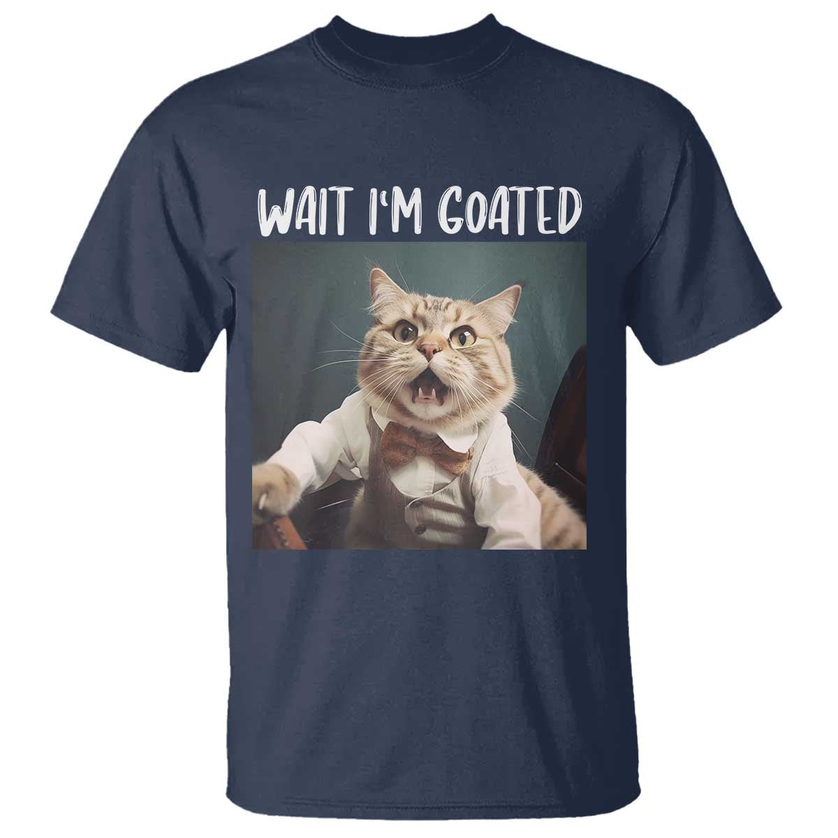 Funny Meme Cat T Shirt Wait I'm Goat - Wonder Print Shop