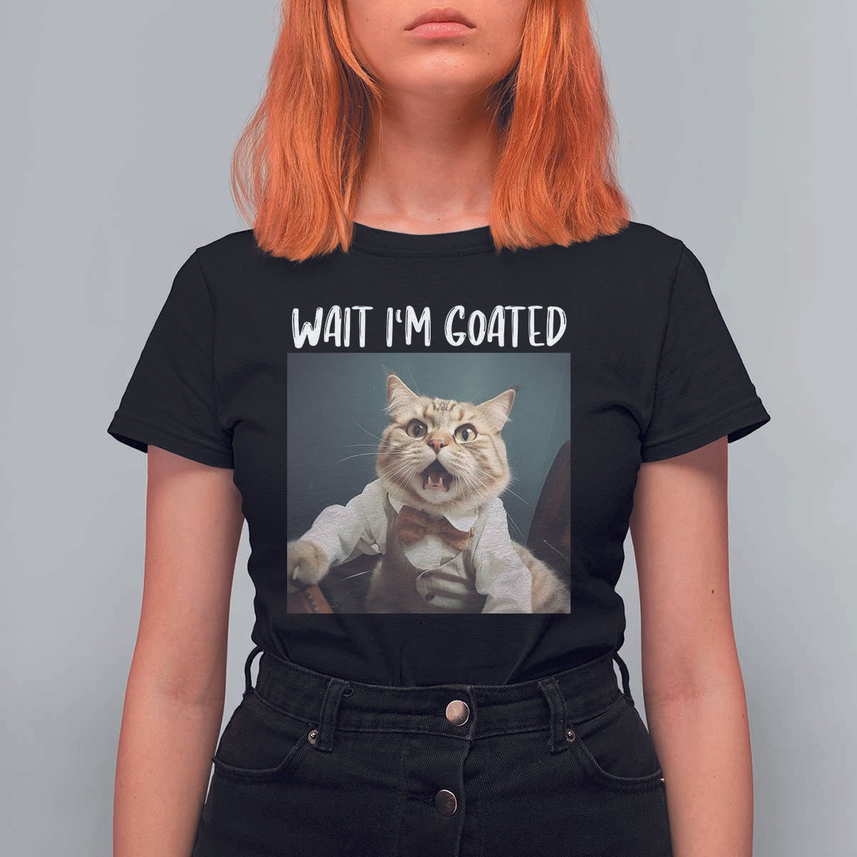 Funny Meme Cat T Shirt For Women Wait I'm Goat - Wonder Print Shop