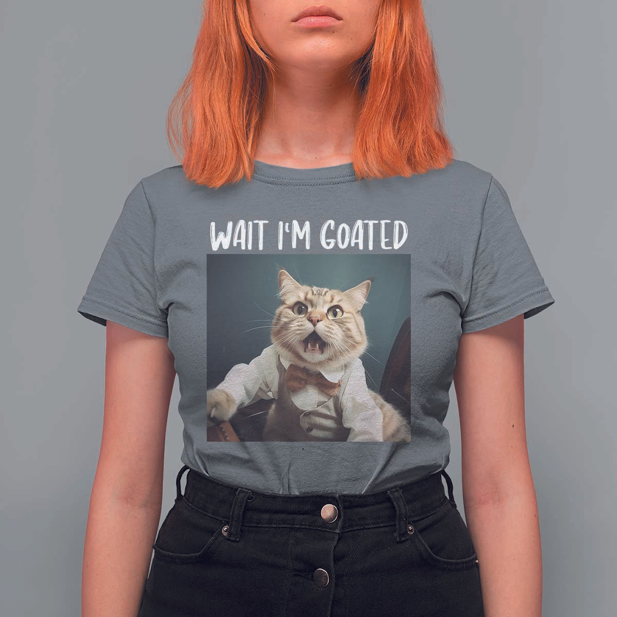 Funny Meme Cat T Shirt For Women Wait I'm Goat - Wonder Print Shop