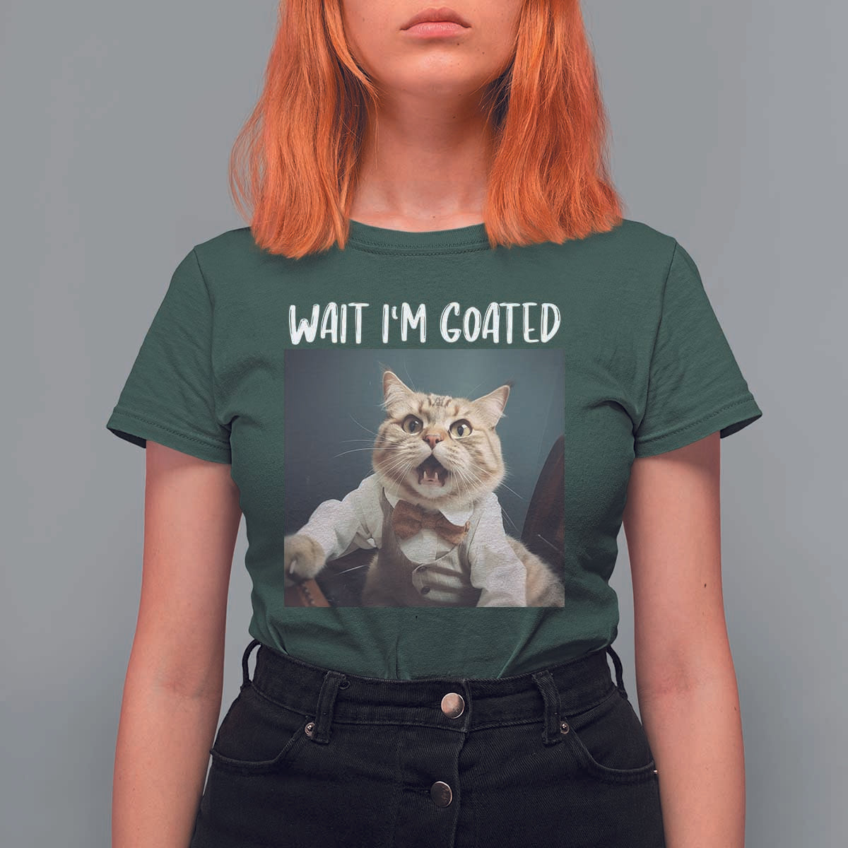 Funny Meme Cat T Shirt For Women Wait I'm Goat - Wonder Print Shop