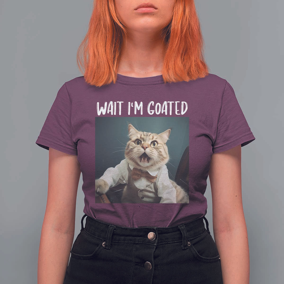 Funny Meme Cat T Shirt For Women Wait I'm Goat - Wonder Print Shop