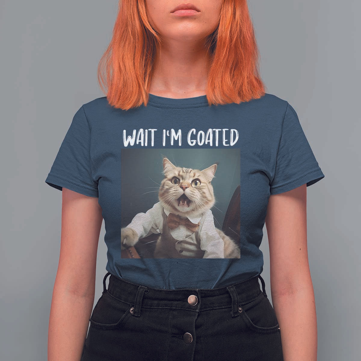 Funny Meme Cat T Shirt For Women Wait I'm Goat - Wonder Print Shop