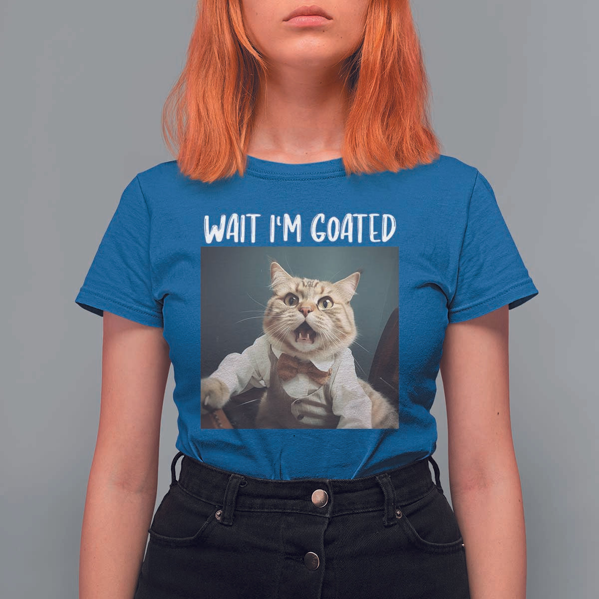 Funny Meme Cat T Shirt For Women Wait I'm Goat - Wonder Print Shop