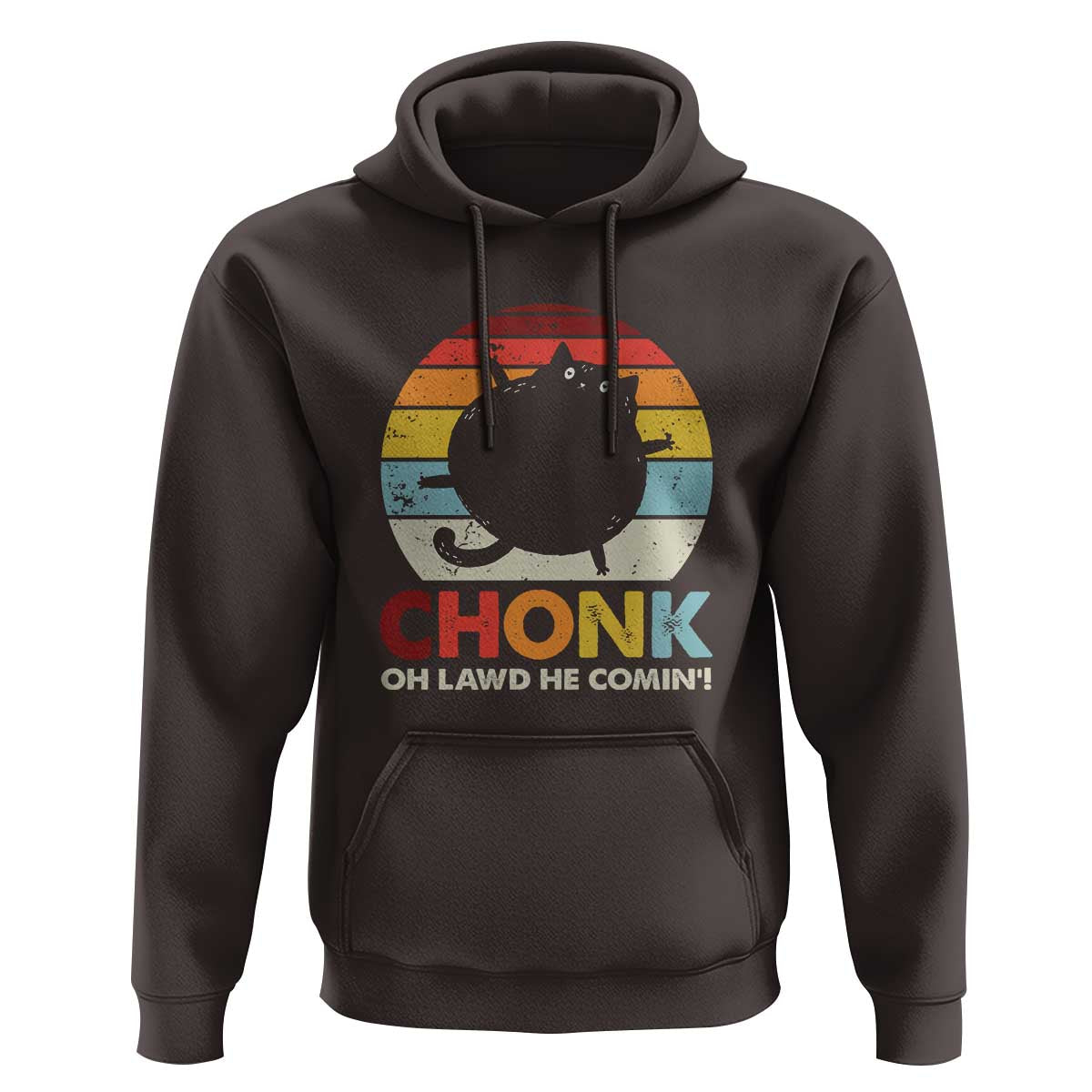 Funny Fat Cat Hoodie Chonk Oh Lawd He Comin'