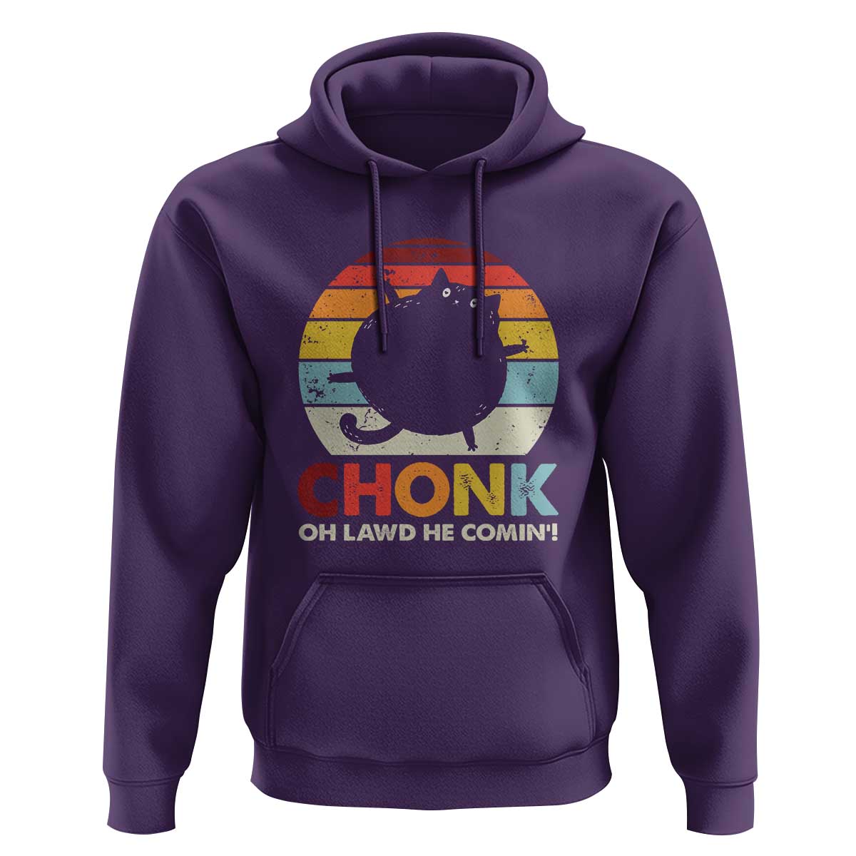Funny Fat Cat Hoodie Chonk Oh Lawd He Comin'