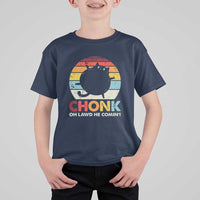 Funny Fat Cat T Shirt For Kid Chonk Oh Lawd He Comin' - Wonder Print Shop