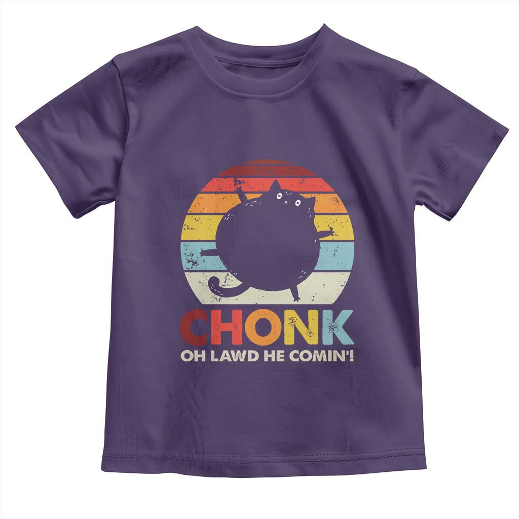 Funny Fat Cat Toddler T Shirt Chonk Oh Lawd He Comin'