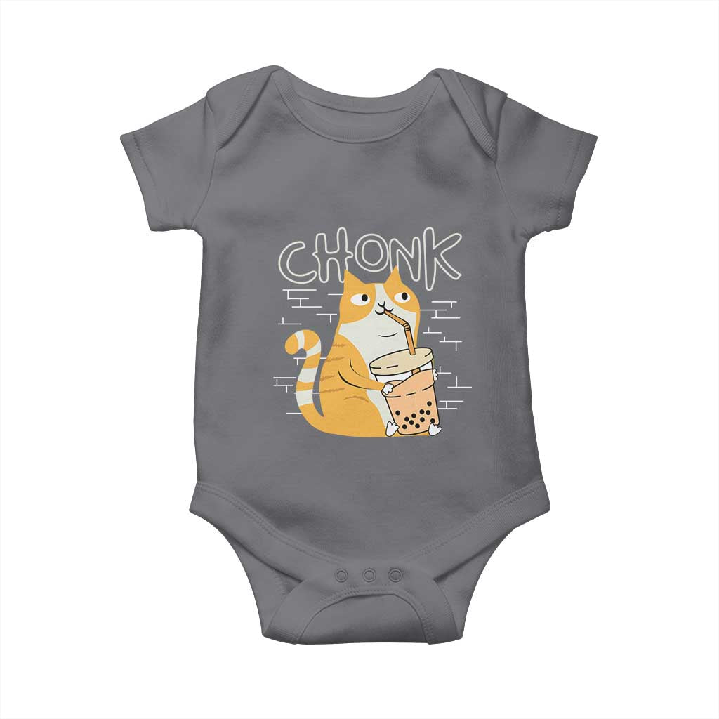 Funny Fat Cat Baby Onesie Chonk Drinking Bubble Tea