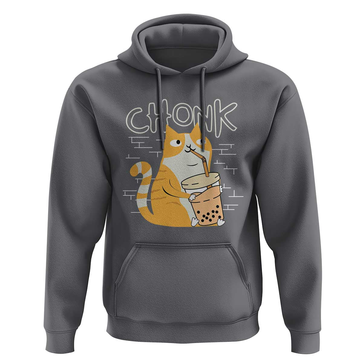Funny Fat Cat Hoodie Chonk Drinking Bubble Tea