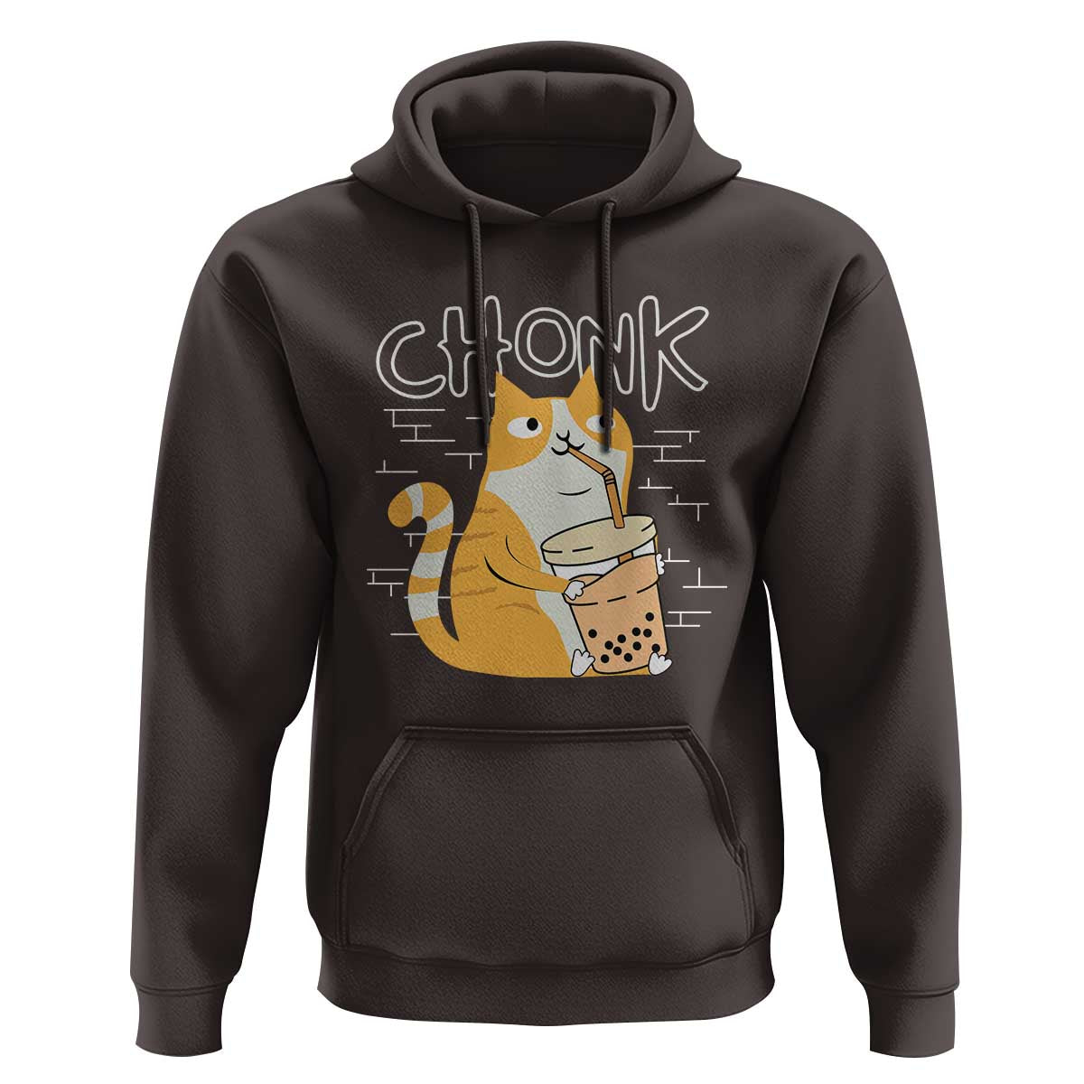 Funny Fat Cat Hoodie Chonk Drinking Bubble Tea