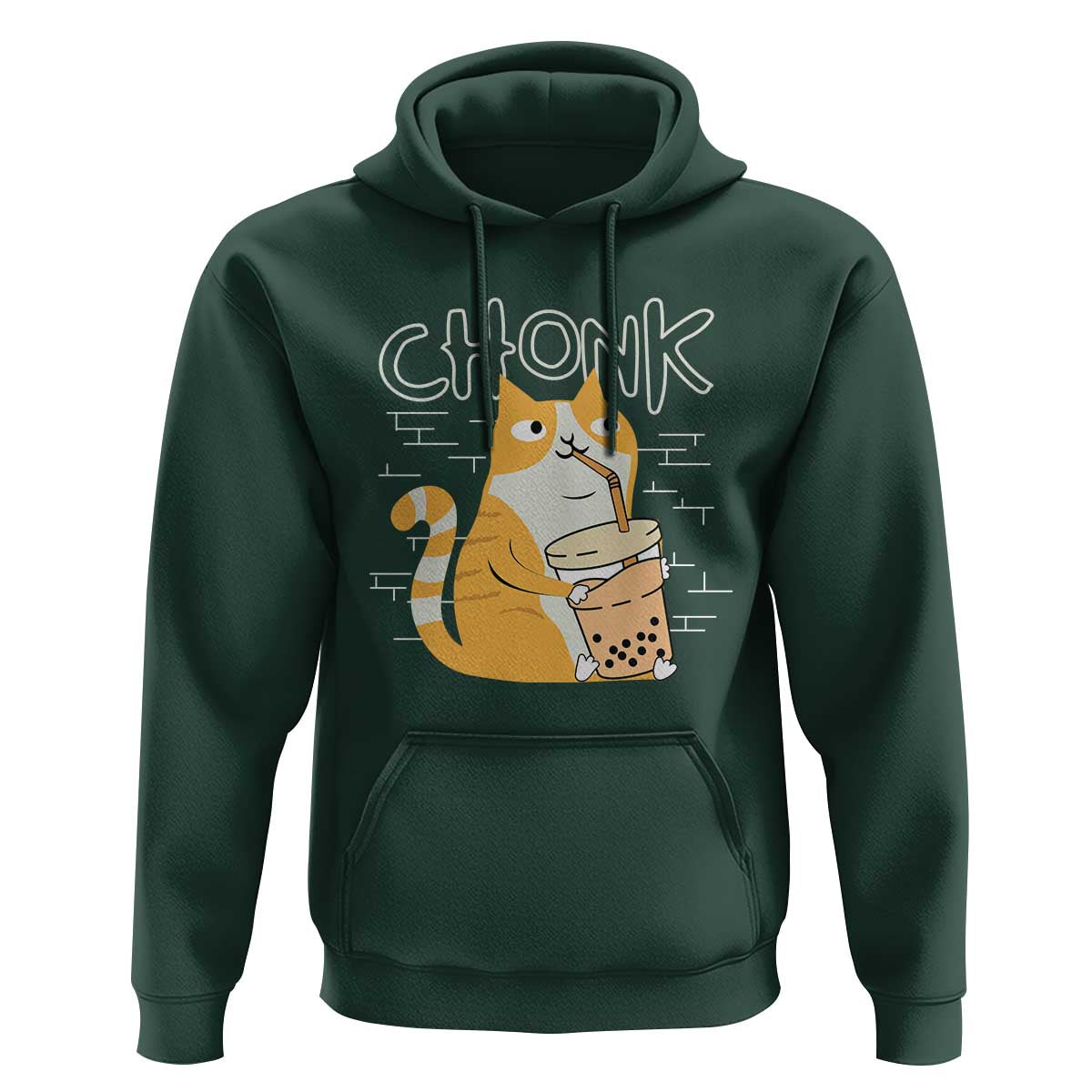 Funny Fat Cat Hoodie Chonk Drinking Bubble Tea