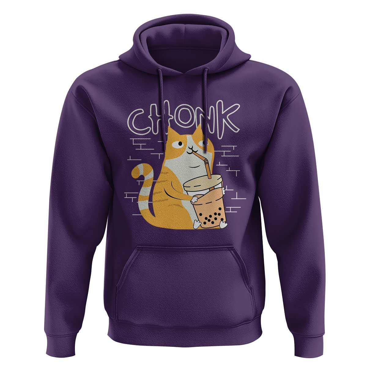Funny Fat Cat Hoodie Chonk Drinking Bubble Tea
