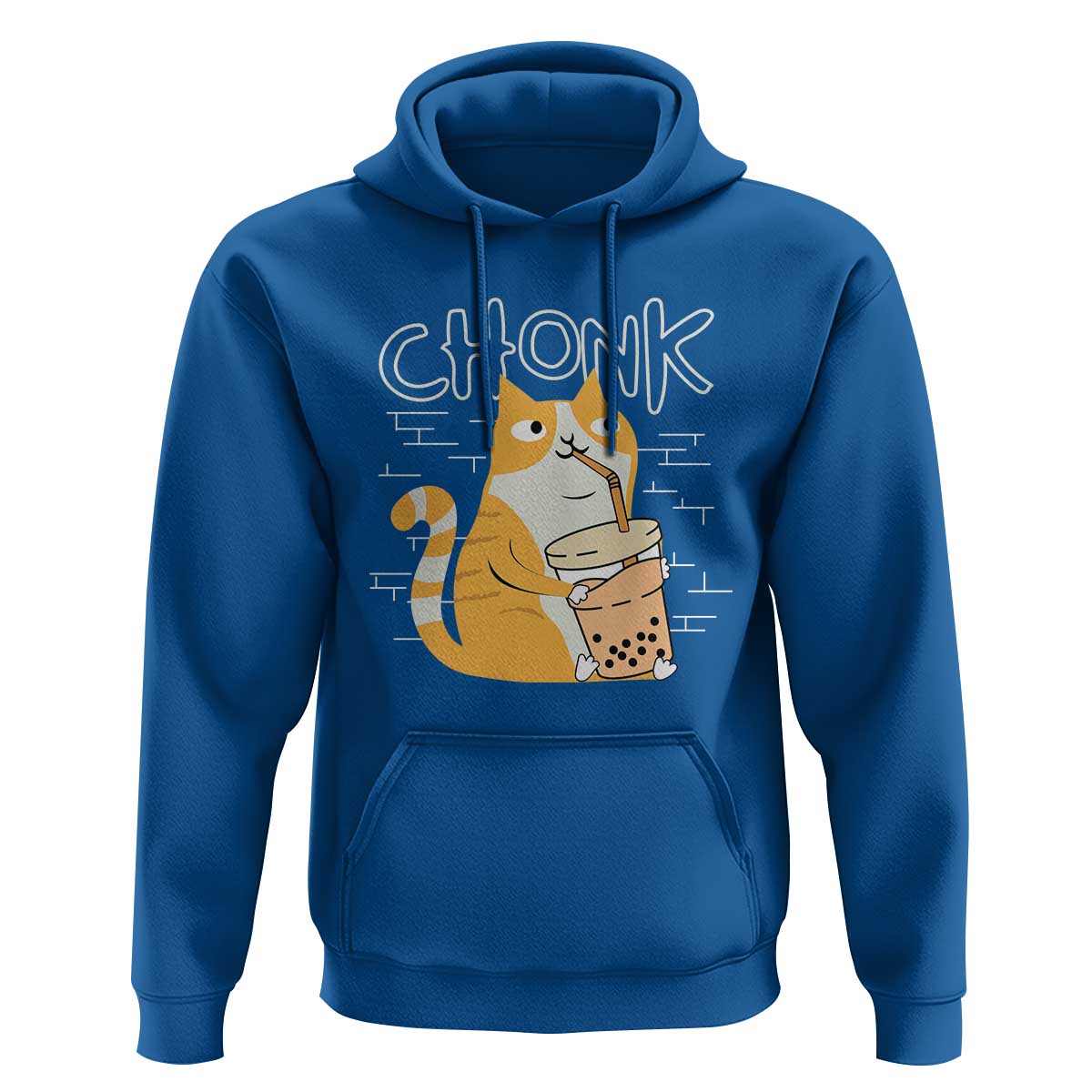 Funny Fat Cat Hoodie Chonk Drinking Bubble Tea