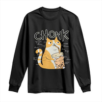 Funny Fat Cat Long Sleeve Shirt Chonk Drinking Bubble Tea