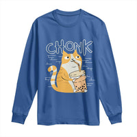 Funny Fat Cat Long Sleeve Shirt Chonk Drinking Bubble Tea