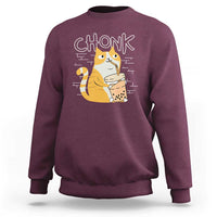Funny Fat Cat Sweatshirt Chonk Drinking Bubble Tea - Wonder Print Shop