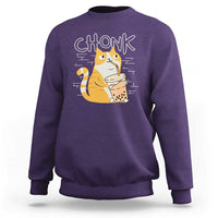 Funny Fat Cat Sweatshirt Chonk Drinking Bubble Tea - Wonder Print Shop