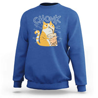 Funny Fat Cat Sweatshirt Chonk Drinking Bubble Tea - Wonder Print Shop