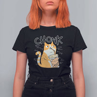 Funny Fat Cat T Shirt For Women Chonk Drinking Bubble Tea - Wonder Print Shop