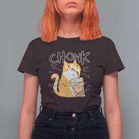 Funny Fat Cat T Shirt For Women Chonk Drinking Bubble Tea - Wonder Print Shop