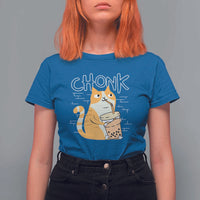 Funny Fat Cat T Shirt For Women Chonk Drinking Bubble Tea - Wonder Print Shop