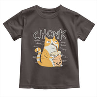 Funny Fat Cat Toddler T Shirt Chonk Drinking Bubble Tea