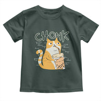 Funny Fat Cat Toddler T Shirt Chonk Drinking Bubble Tea