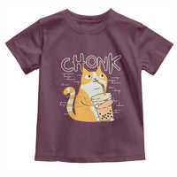 Funny Fat Cat Toddler T Shirt Chonk Drinking Bubble Tea