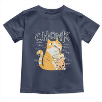 Funny Fat Cat Toddler T Shirt Chonk Drinking Bubble Tea