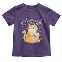 Funny Fat Cat Toddler T Shirt Chonk Drinking Bubble Tea