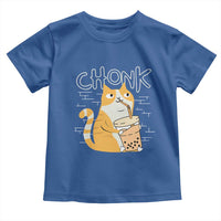 Funny Fat Cat Toddler T Shirt Chonk Drinking Bubble Tea