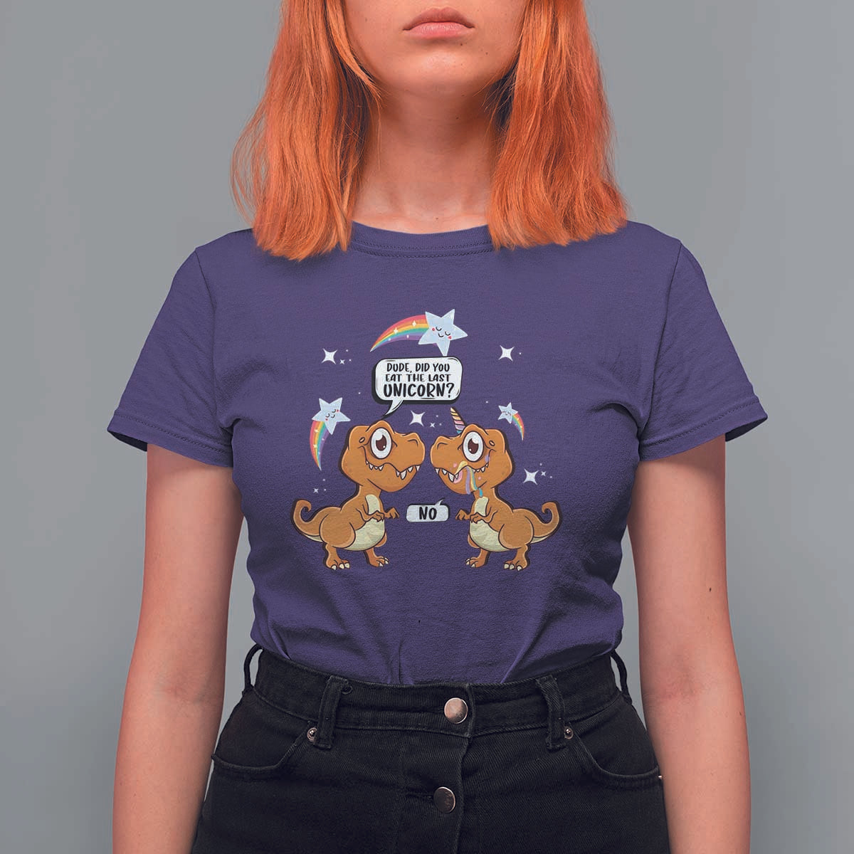 Funny Dinosaur Eat The Last Unicorn T Shirt For Women - Wonder Print Shop