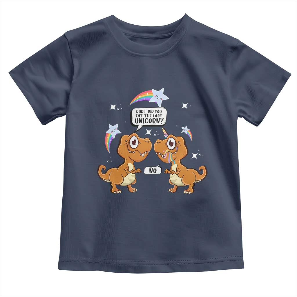 Funny Dinosaur Eat The Last Unicorn Toddler T Shirt