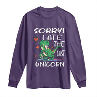 Funny Dinosaur Long Sleeve Shirt Sorry I Ate The Last Unicorn